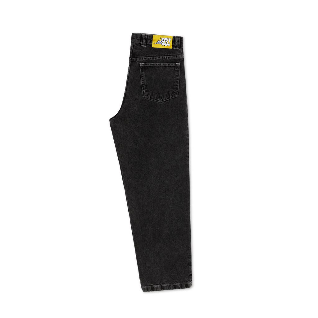 A pair of POLAR '93! DENIM SILVER BLACK jeans on a white background.