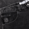 A pair of POLAR '93! DENIM SILVER BLACK jeans with a logo on the pocket.