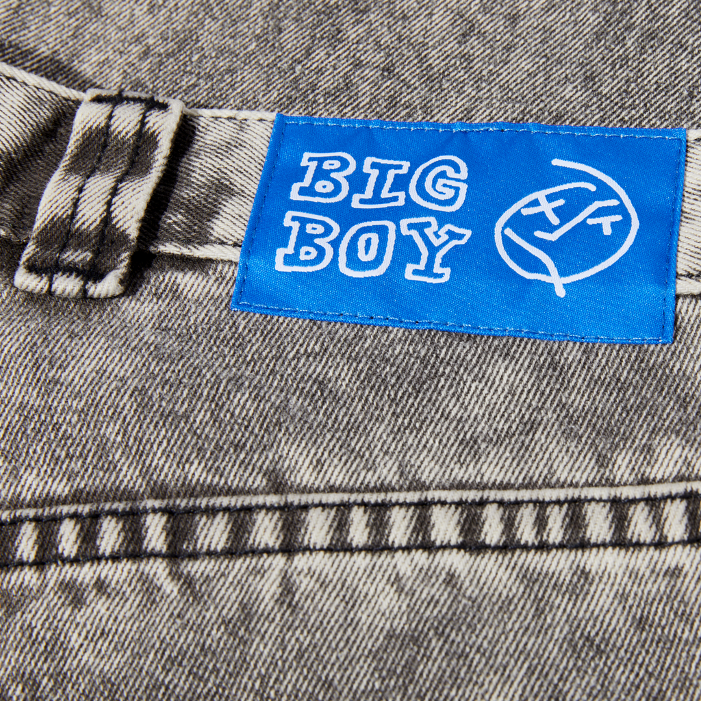 A close up of a POLAR BIG BOY label on a pair of jeans.