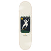 The POLAR LAURENT CROOKS CREAM skateboard deck by POLAR showcases abstract art of a white dancing figure on a dark background with a yellow sun, reflecting Pontus Alv’s creative vision.