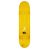 A blue POLAR Laurent Crooks skateboard deck featuring a simple graphic of a silhouette standing on a block, designed by Pontus Alv, with bold black text near the center.