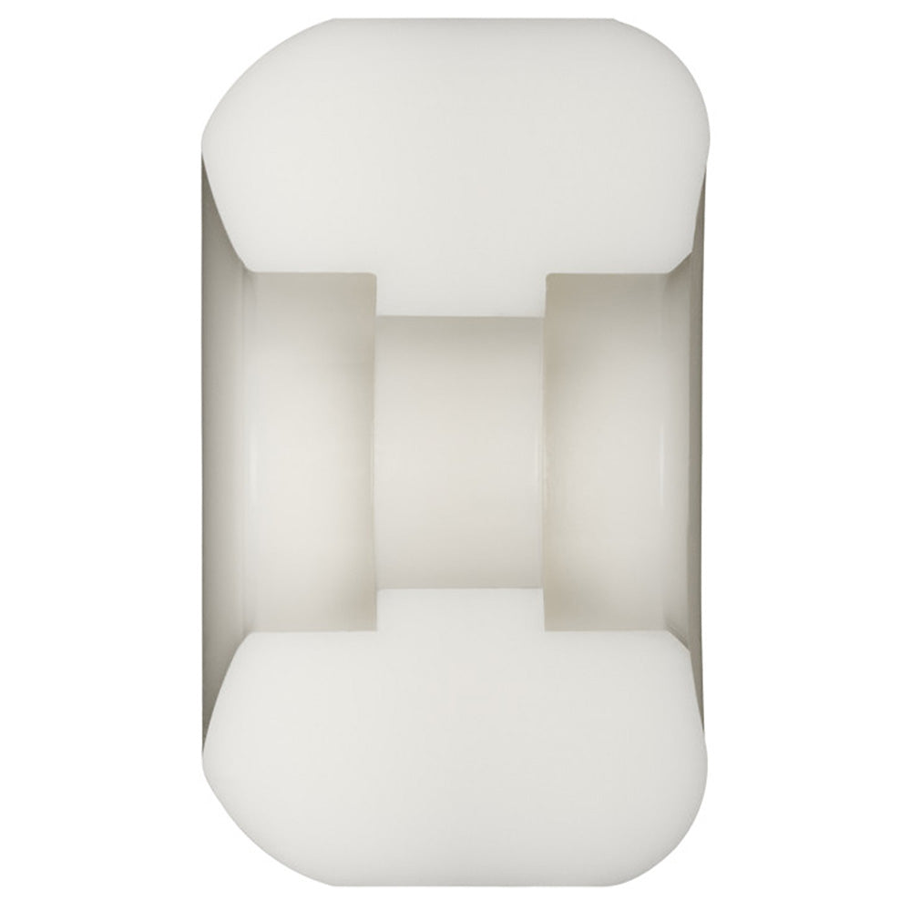 The POWELL PERALTA SEMIEN NANO RAT DF V5 52x30MM 93A is a white, cylindrical object with flat ends, an hourglass shape, and a central narrowed section, reminiscent of the brand's design.