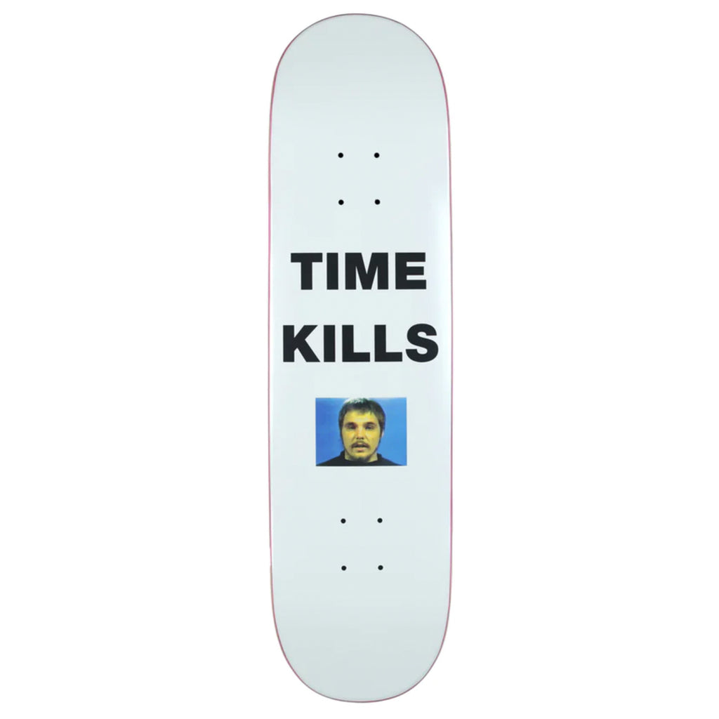 a Quasi skateboard with a picture of a man on it.