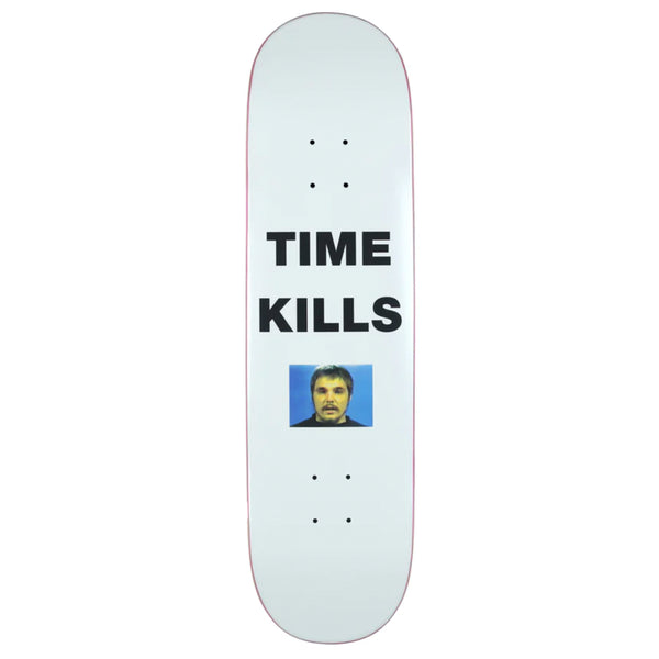 a Quasi skateboard with a picture of a man on it.