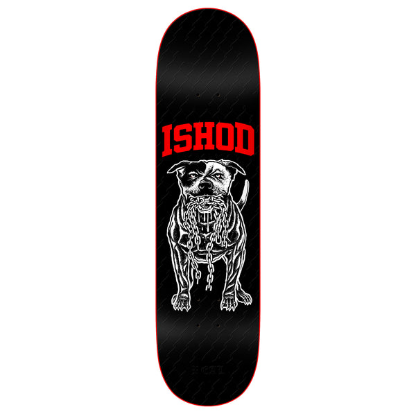 An 8.25 REAL skateboard deck featuring the word "Ishod" with a true fit mold.