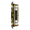 The REAL ISHOD GRILL LTD TF by REAL is a TRUE FIT MOLD 8.25" deck showcasing a gold BMW front view graphic, inspired by the ISHOD GRILL, with four headlights and a custom “1 OOH51” license plate.