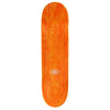 The REAL ZION POWER OF 3'S EASY RIDER deck by REAL is an 8.5” orange wooden skateboard featuring a small white "REAL" logo near one end, displayed on a white background—ideal for skateboard enthusiasts.