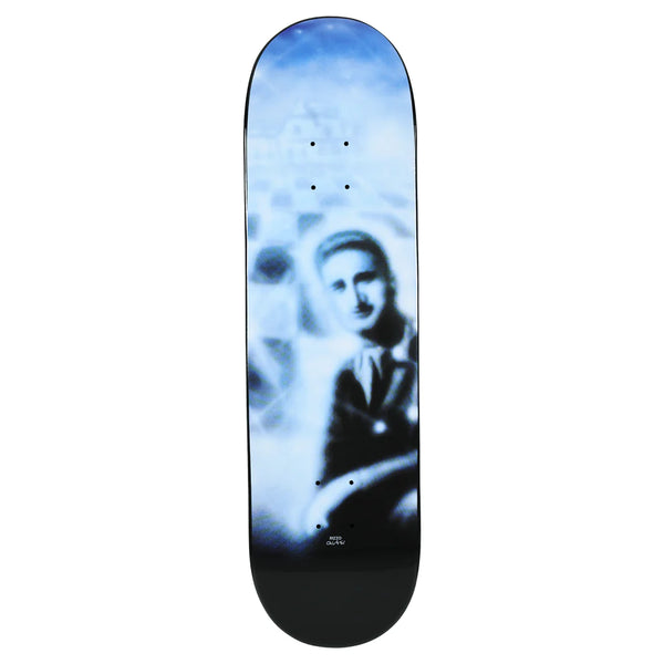 A QUASI RIZZO NIGHTFLY skateboard featuring the Dane Barker Pro Model and adorned with a picture of a man.