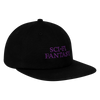 A SCI-FI FANTASY LOGO HAT BLACK/PURPLE with purple lettering that says Sophie Fantasy, adding a touch of fantasy flame.