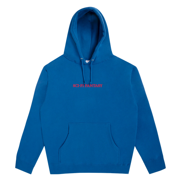 A SCI-FI FANTASY logo hoodie royal, perfect for fans of sci-fi and fantasy.