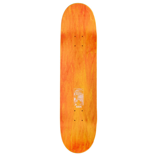 A skateboard with orange paint on it, perfect for cruising around the city by SCI-FI FANTASY.