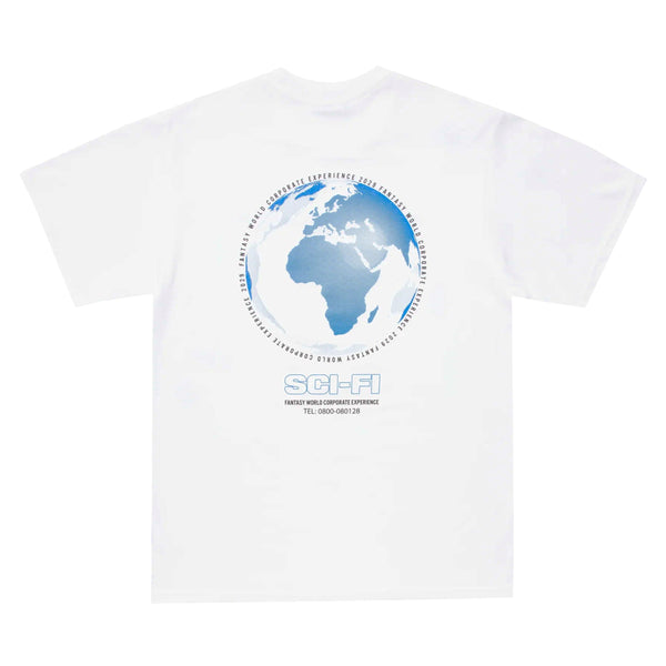 world graphic tee on back of shirt