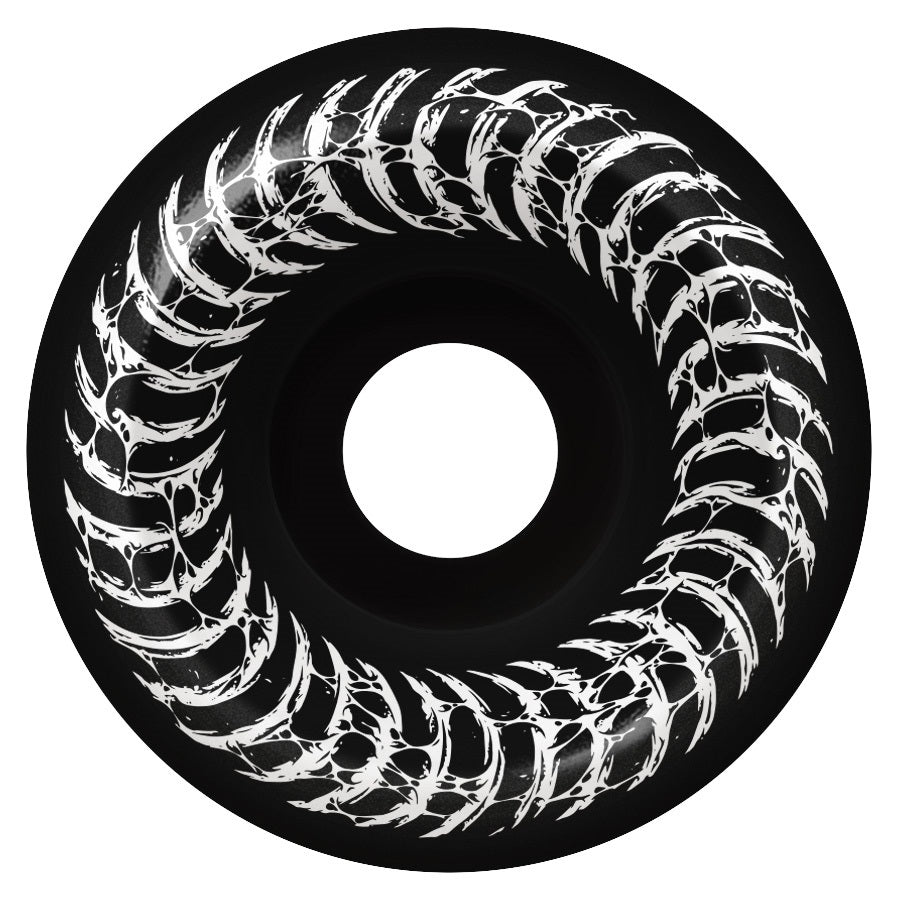 A SPITFIRE DECAY F4 CONICAL FULL 99A 54MM skateboard wheel with a black and white design.