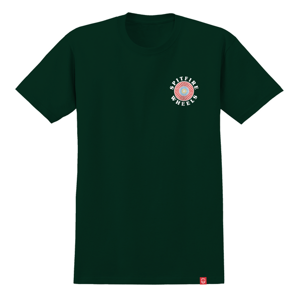A Deluxe SPITFIRE OG CLASSIC FILL TEE FOREST GREEN with a logo on it.