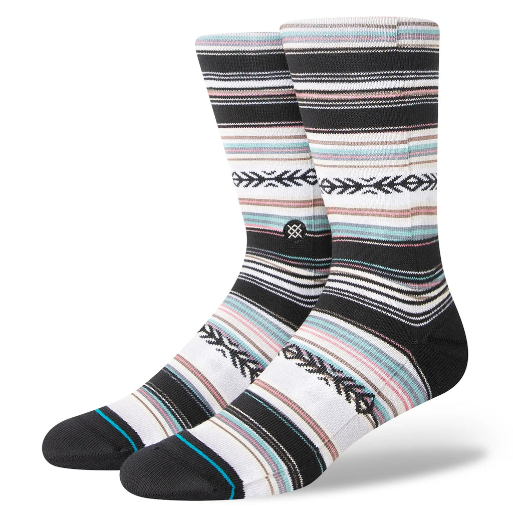 A pair of STANCE SOCKS REYKIR TURQUOISE LARGE with a striped pattern.