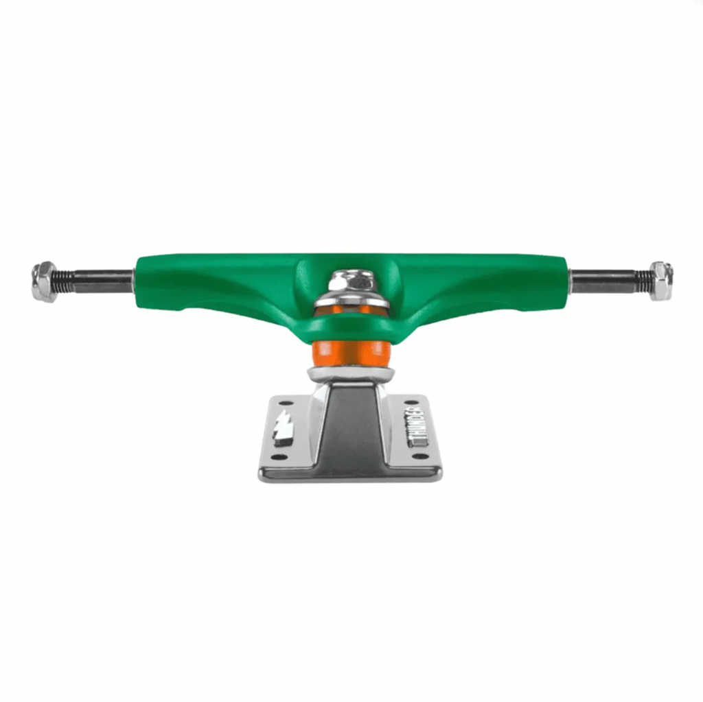 A Thunder skateboard truck featuring a forged baseplate on a white background.