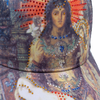 close up of rhinestones on cathedral graphic hat