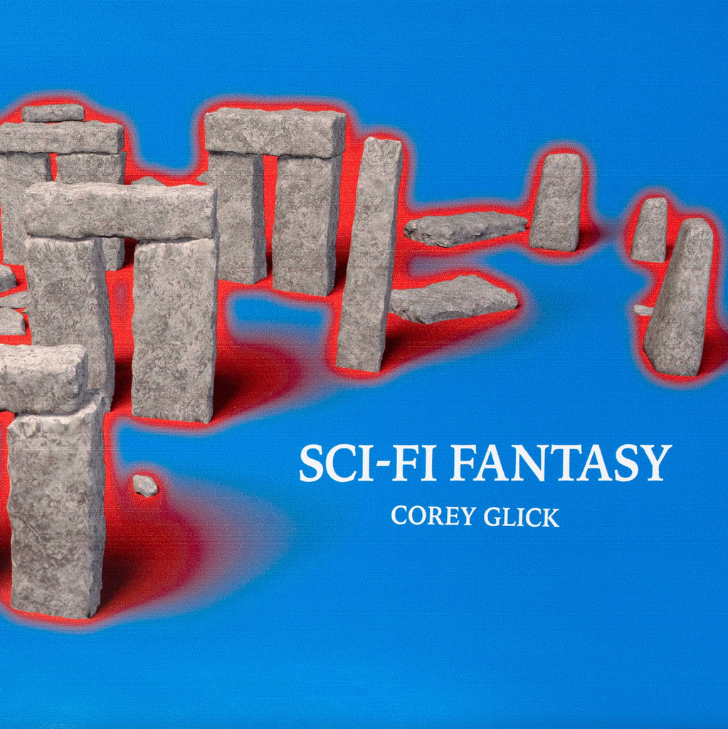 The other half close up of stonehenge glowing red and the words 'Sci-Fi Fantasy Corey Glick".