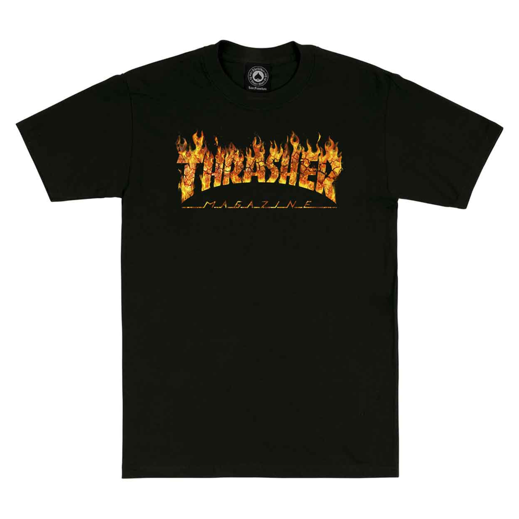 A black THRASHER INFERNO TEE BLACK with the word THRASHER on it.