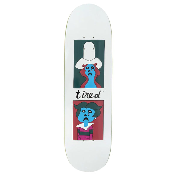 tired graphic skateboard on white background