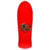 Red Powell Peralta skateboard deck with a graphic of a coiled snake and text: POWELL PERALTA BONES BRIGADE SERIES 15 MOUNTAIN skateboard deck with a graphic of a coiled snake and text.