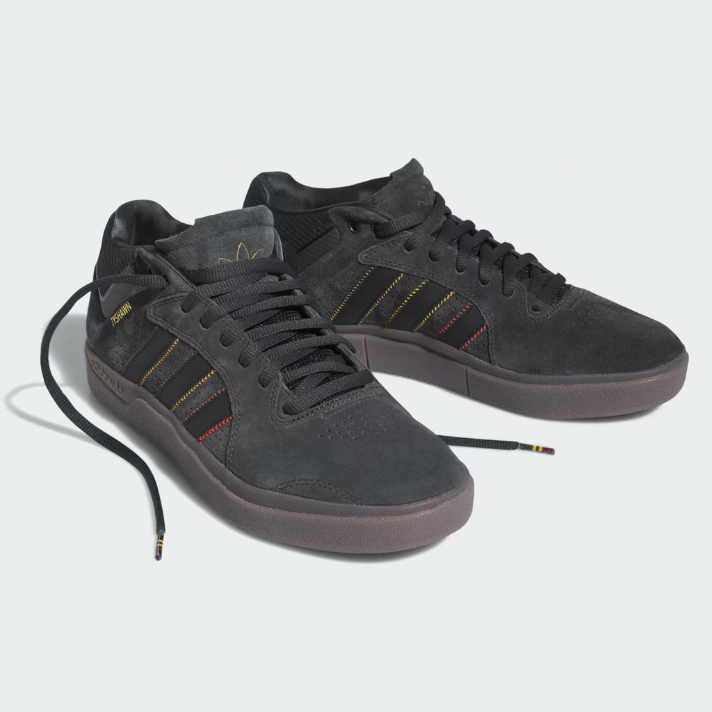 A pair of ADIDAS TYSHAWN CARBON / CORE BLACK / PRELOVED BROWN men's shoes.