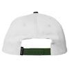 A VENTURE snapback hat, featuring a white and green color scheme, showcased against a clean white background.
