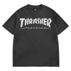 The THRASHER MAG LOGO VINTAGE TEE BLACK by THRASHER is a black vintage tee with the iconic Thrasher Mag logo in bold white lettering across the chest.