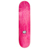 The violet VIOLET AMERICAN PEACE BLACK skateboard deck features an assorted color veneer with a marbled pattern and a small speech bubble graphic near the bottom center.