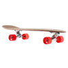 A GLOBE skateboard with red wheels on a white background.