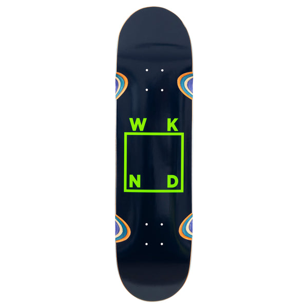 A WKND skateboard with the word WKND on it.