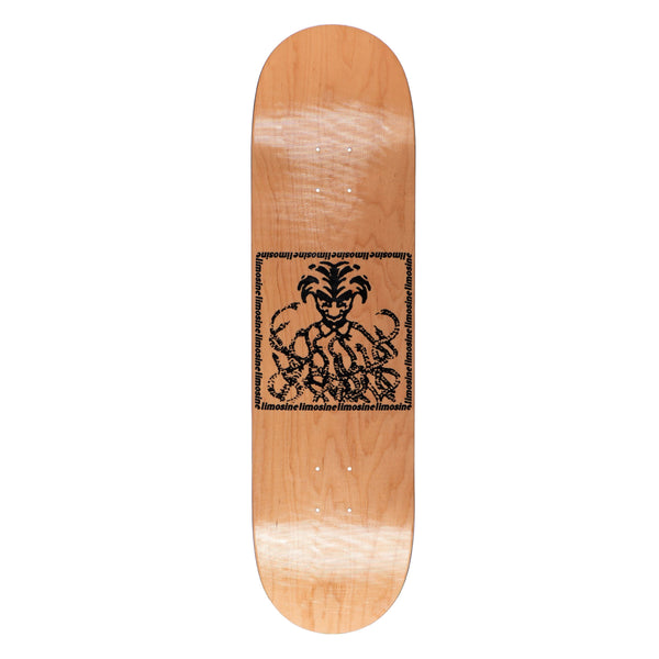 A LIMOSINE skateboard with an image of an octopus on it.