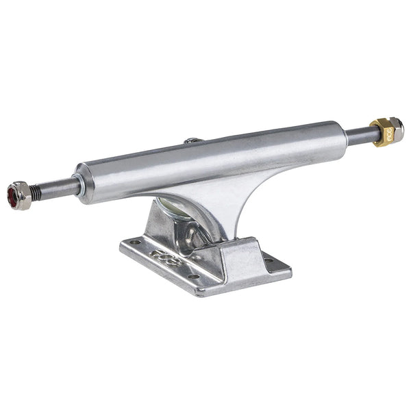 The Ace AF1 Hollow 33 Polished skateboard trucks (set of two) feature a polished silver finish with baseplate and kingpin, displayed against a white background.