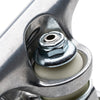 Close-up of the Ace AF1 Hollow 33 Polished skateboard truck set, showcasing the metal nut, washer, and white bushing on the axle against a plain background.
