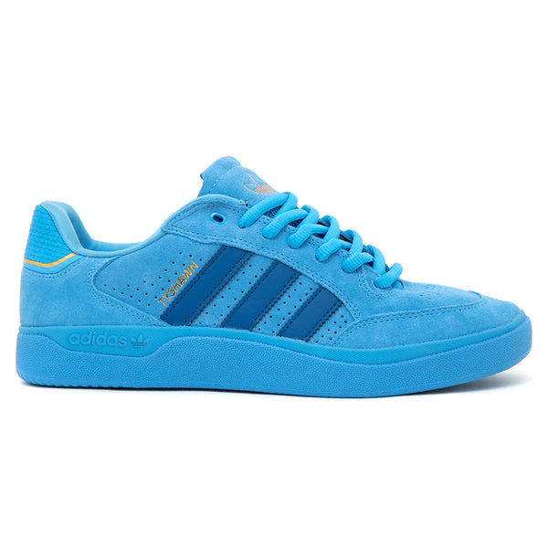 Blue Adidas Tyshawn Low sneaker on a white background.