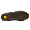 The ADIDAS TYSHAWN 2 OLIVE / GUM features a brown rubber sole with varied tread patterns, a yellow circular detail near the heel, and a logo by the forefoot, showcasing its durable cupsole typical of ADIDAS skate shoes.