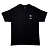 The ADIDAS X Bluetile Skateboards X Skate Shop Day Gonz Tee Black features a small white logo with a Todd Bratrud-inspired three-leaf design above an inscription on the front.