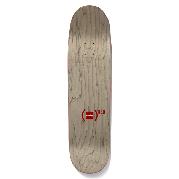A CHOCOLATE skateboard with a CHOCOLATE ANDERSON RED logo on it.