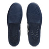 A pair of ASICS LEGGEREZZA FB NAVY / WHITE rubber soles with geometric tread patterns, viewed from the bottom.
