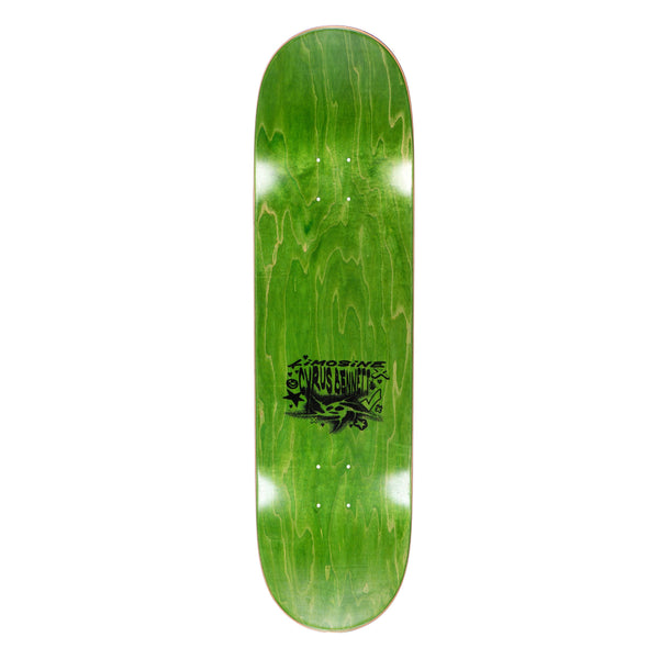 A green LIMOSINE GOONIE skateboard with a black LIMOSINE logo on it.