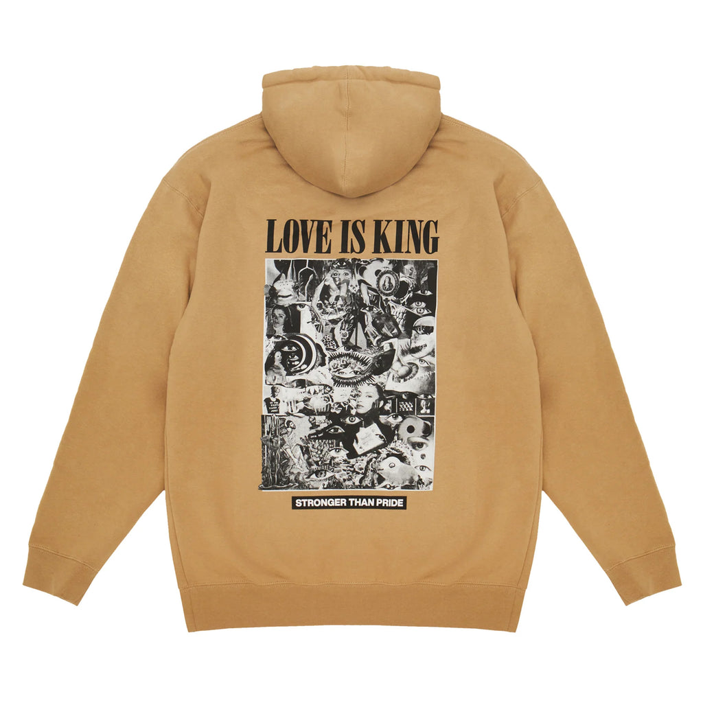 A King tan hoodie with a black and white image on it, perfect for fans of the King Spades.