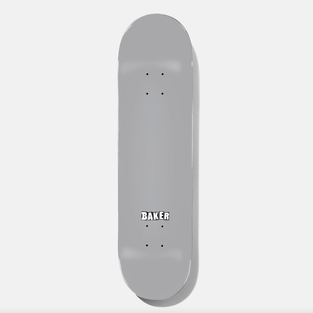 A BAKER skateboard with the word 'bag' on it, featuring North American Hard Rock Maple.