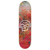 The ZERO X BAM SINGLE SKULL skateboard deck by ZERO features Bam Margera artwork with a red and orange abstract design, a white skull graphic, and "BAM" text above the skull on an 8.25" deck.