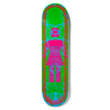 A GIRL BENNETT VIBRATIONS OG skateboard with a green, pink and blue design.