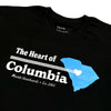 The black BLUETILE HEART OF COLUMBIA TEE BLACK featuring the iconic Blue Tile logo at the heart.