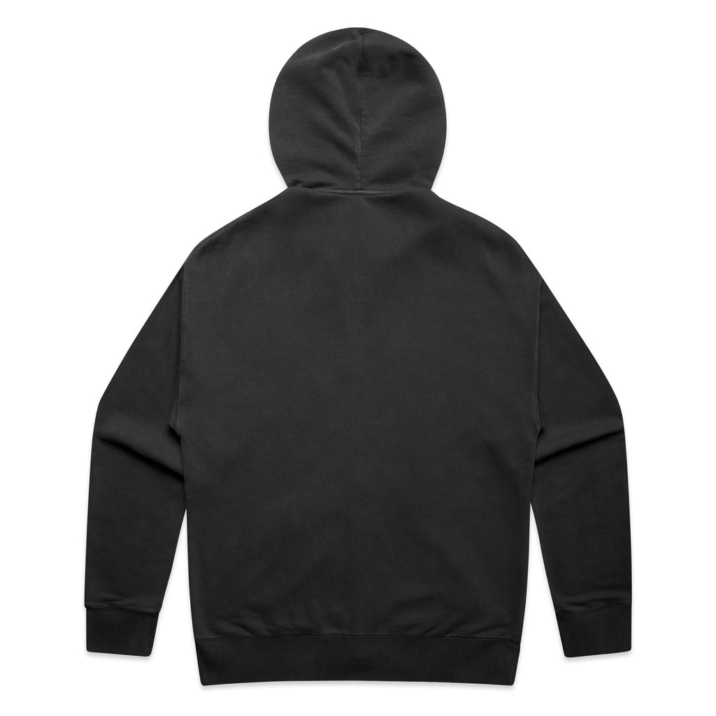 Back view of a Bluetile Skateboards BLUETILE LOGO DOUBLE ZIP HOODIE in faded black, featuring long sleeves, laid flat.