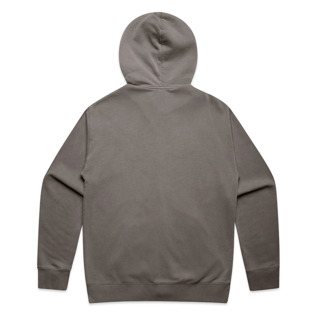 The BLUETILE LOGO DOUBLE ZIP HOODIE FADED GREY by Bluetile Skateboards is shown from the back with a hood and long sleeves on a plain white background, blending comfort and urban flair.