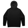 The BLUETILE LOGO HOODIE BLACK by Bluetile Skateboards features an iconic logo across the back, displayed with the hood up and sleeves extended. Ideal for skateboarders seeking comfort and flair, it embodies the brand's spirit.