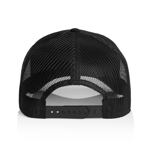 A BLUETILE "HEART OF COLUMBIA" TRUCKER BLACK hat on a white background.