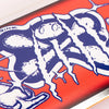 The LIMOSINE BOSERUP BONESAW skateboard features a striking skull and crossbones design. It showcases a unique digital print over silver foil, giving it an eye-catching appearance. The LIMOSINE